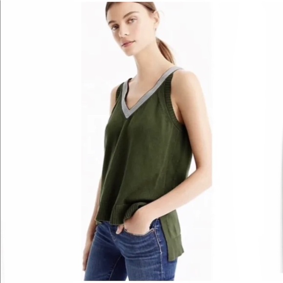 J. Crew Sleeveless Sweater Tank with Grosgrain Trim - Picture 2 of 9